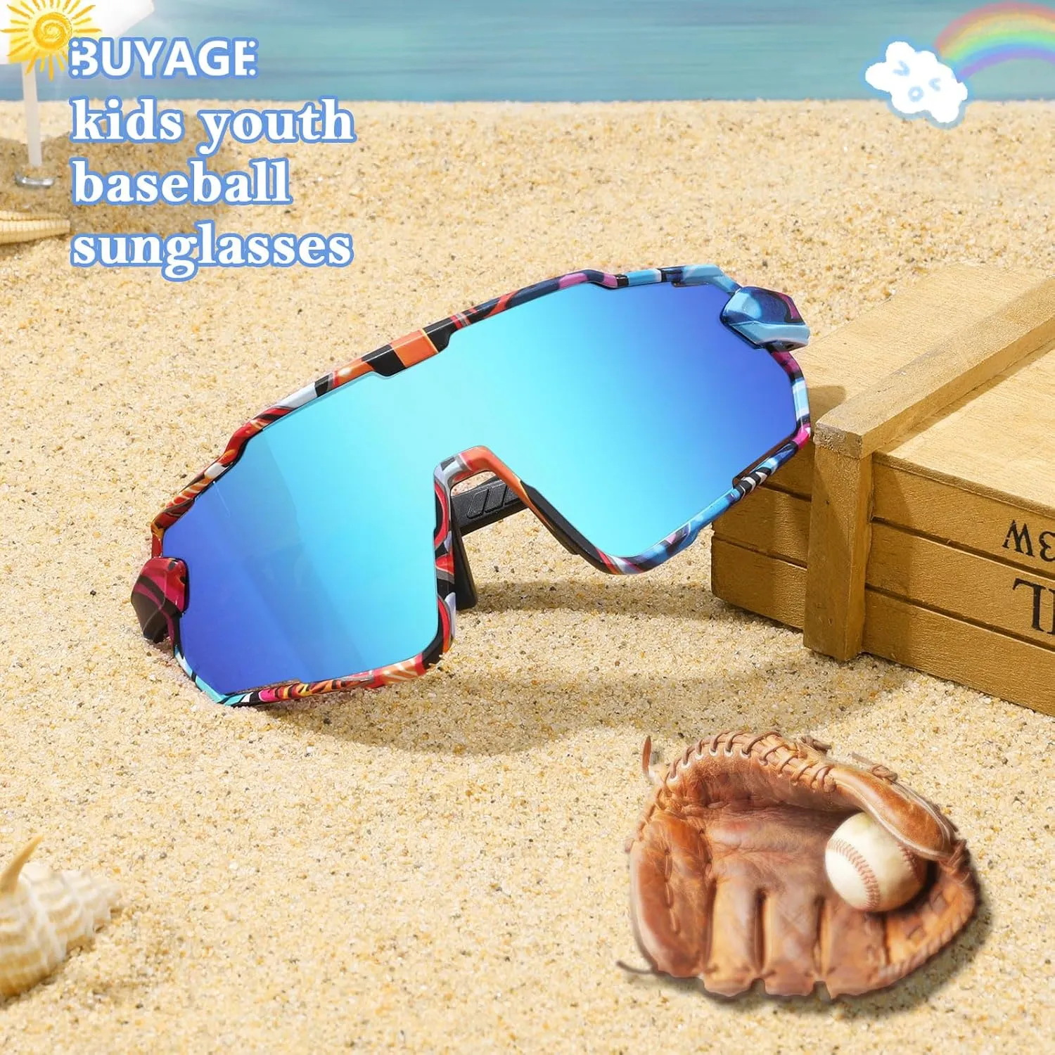 Kids Sunglasses, Boys Girls Youth Baseball Sunglasses Polarized Sports Cycling Softball Running Glasses