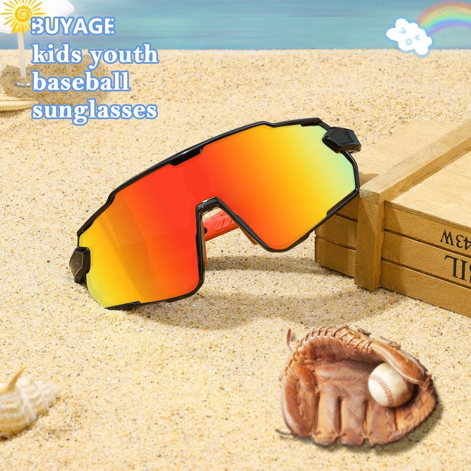 Kids Sunglasses, Boys Girls Youth Baseball Sunglasses Polarized Sports Cycling Softball Running Glasses