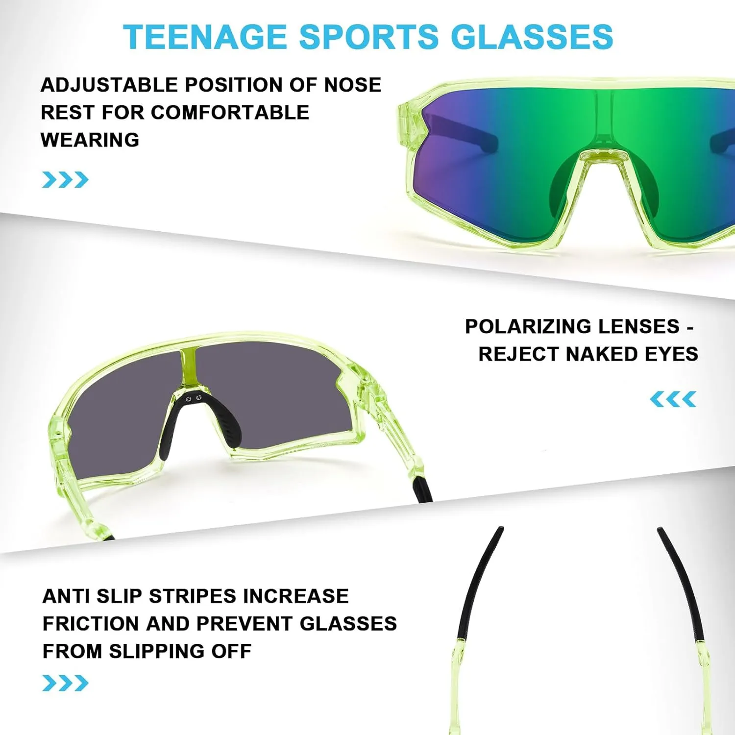Kids Sunglasses for Boys Girls, Baseball Softball Sunglasses for Youth Teens Polarized Running Cycling Glasses