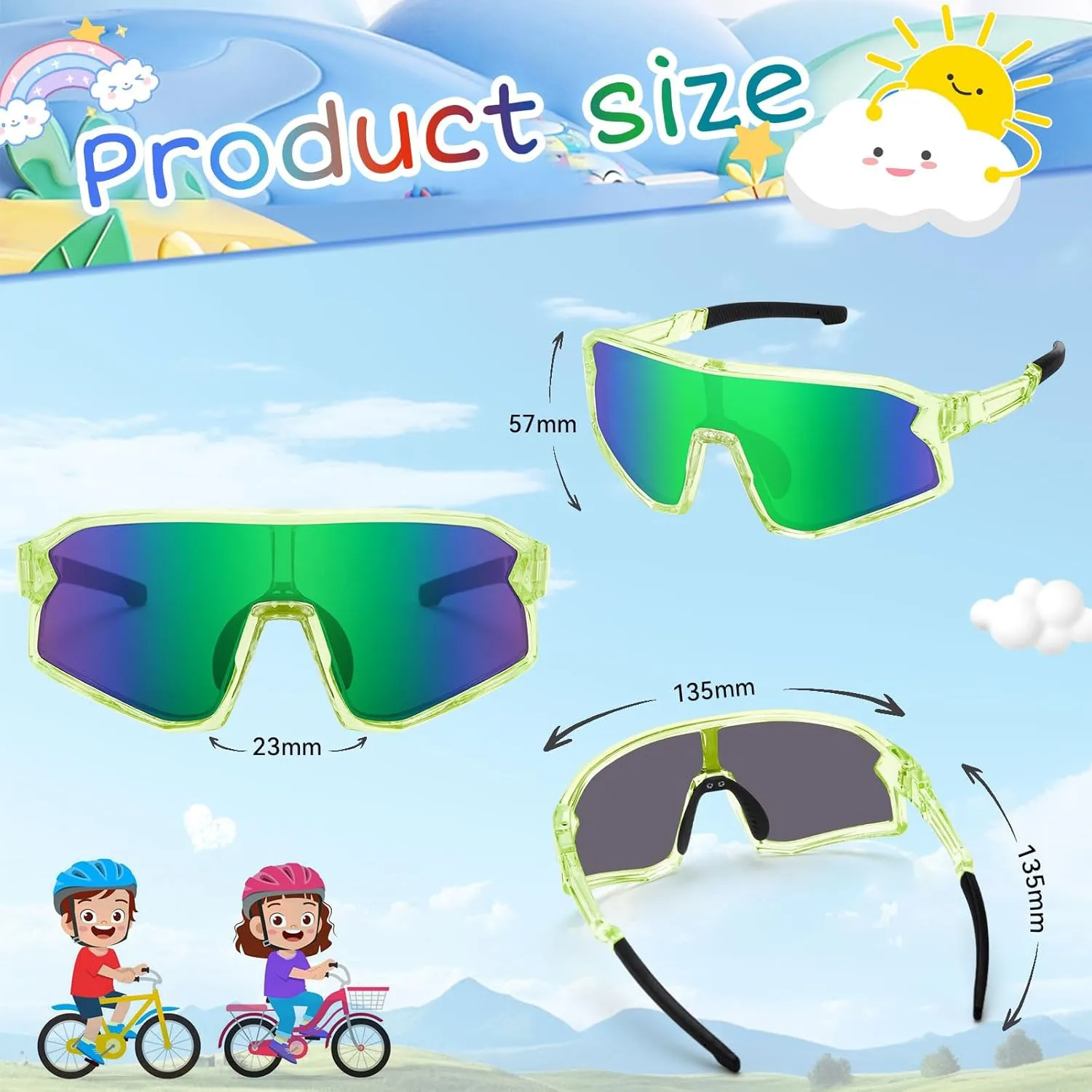 Kids Sunglasses for Boys Girls, Baseball Softball Sunglasses for Youth Teens Polarized Running Cycling Glasses