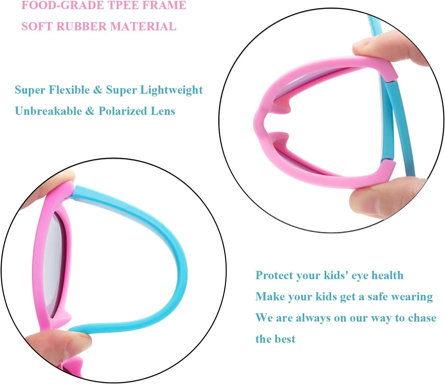 Kids Sunglasses Polarized TPEE Rubber Flexible Frame 100% UV Protection Shades for Boys Girls Age 5-13