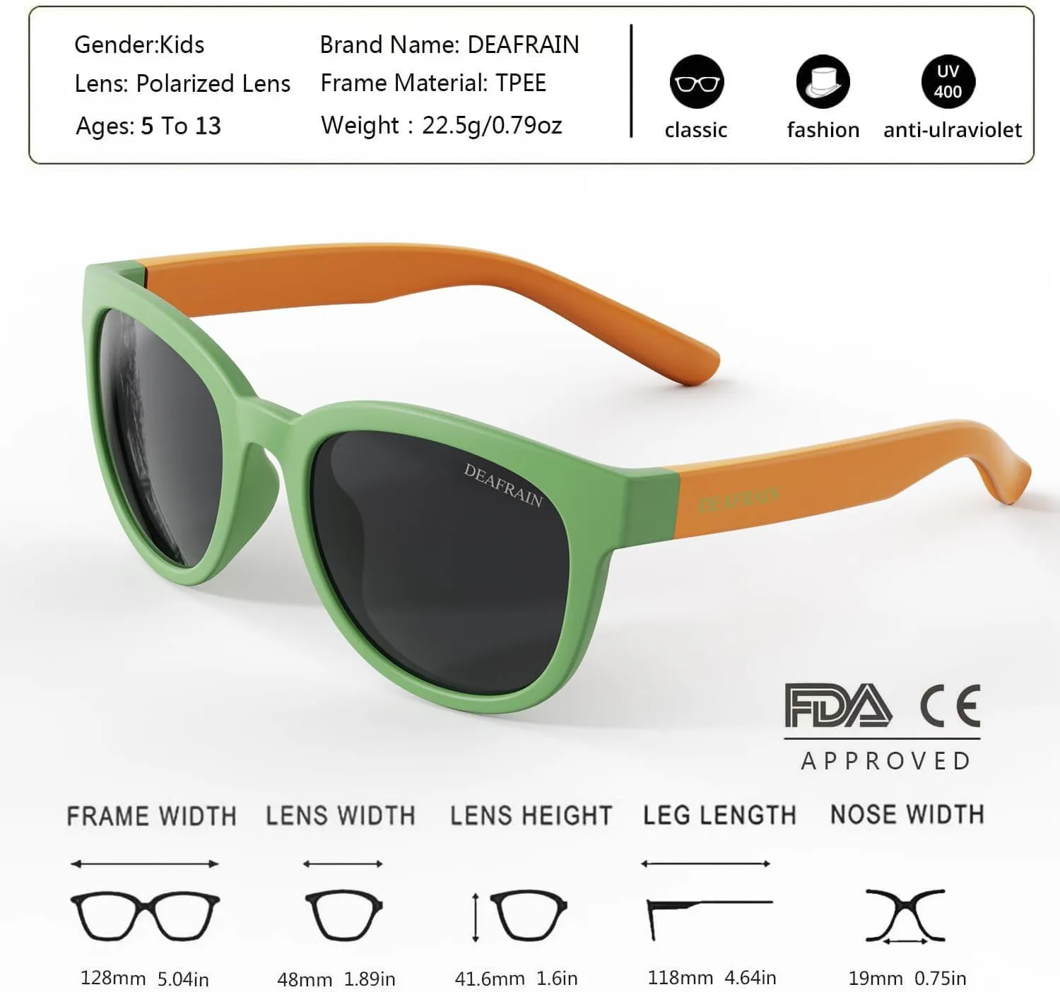 Kids Sunglasses Polarized TPEE Rubber Flexible Frame 100% UV Protection Shades for Boys Girls Age 5-13