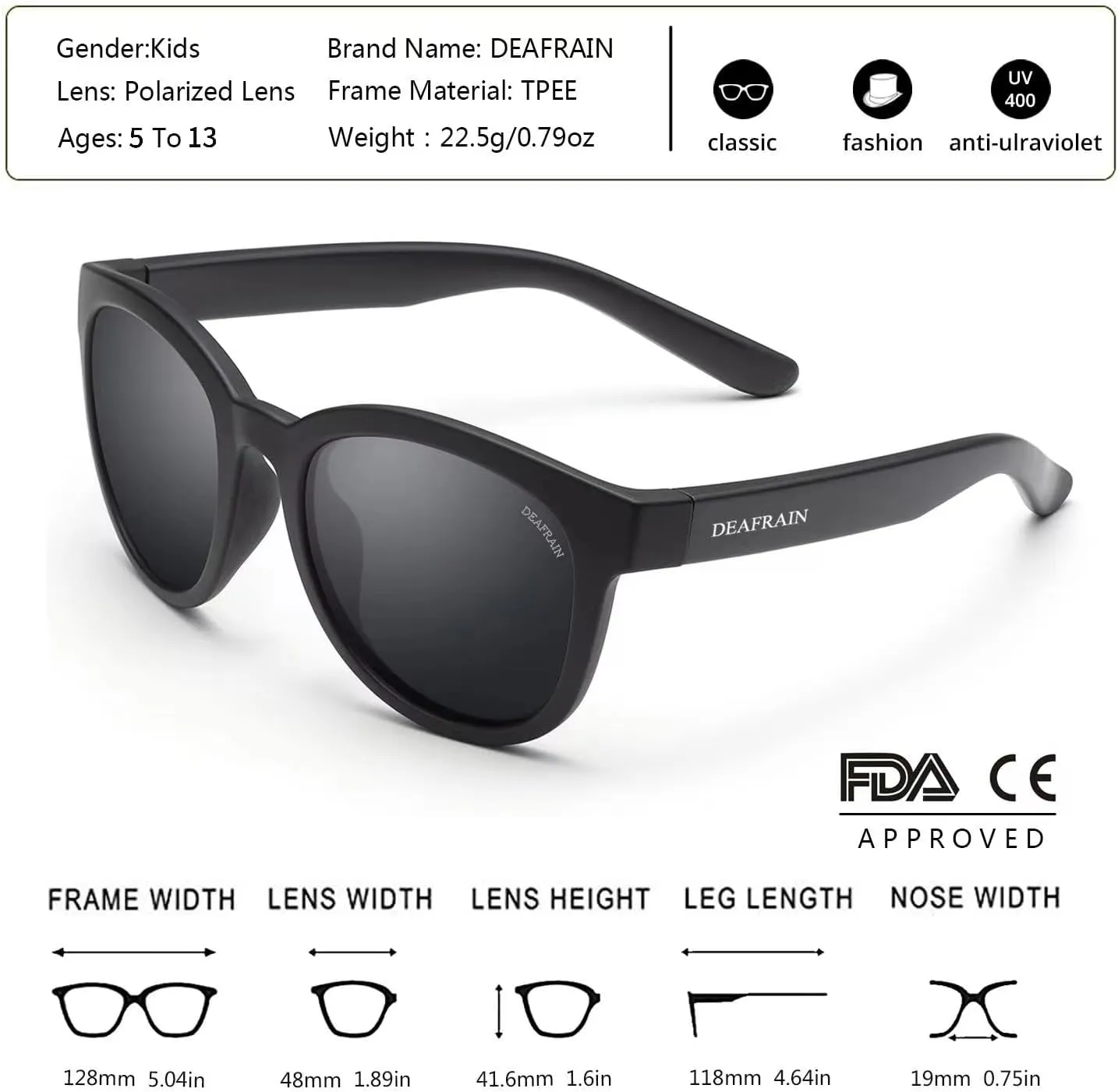 Kids Sunglasses Polarized TPEE Rubber Flexible Frame 100% UV Protection Shades for Boys Girls Age 5-13
