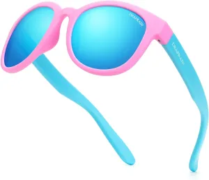 Kids Sunglasses Polarized TPEE Rubber Flexible Frame 100% UV Protection Shades for Boys Girls Age 5-13