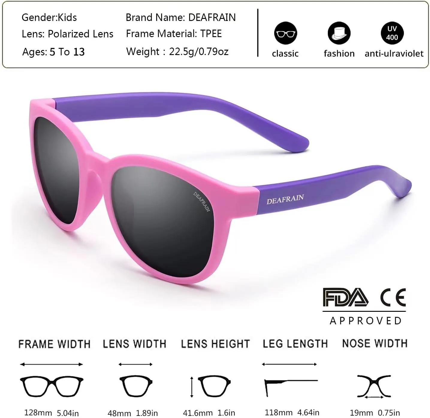Kids Sunglasses Polarized TPEE Rubber Flexible Frame 100% UV Protection Shades for Boys Girls Age 5-13
