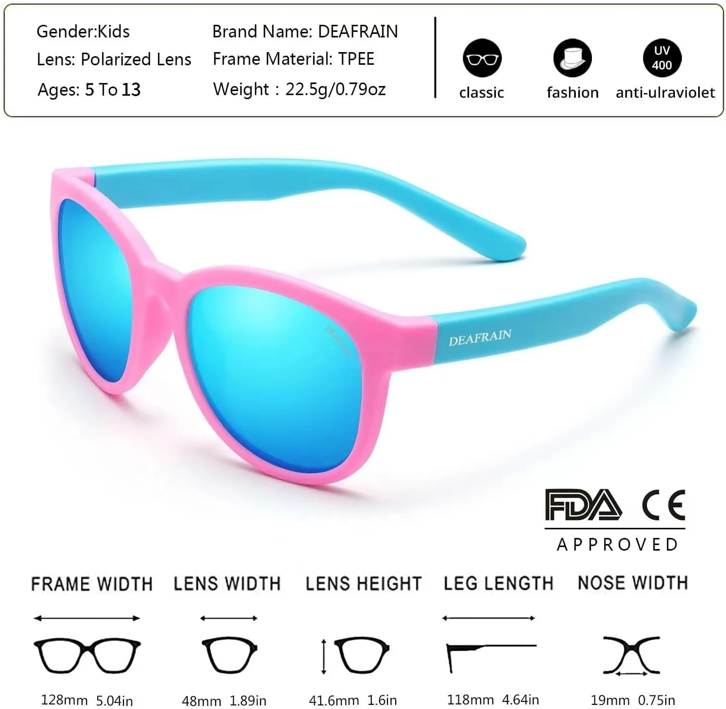 Kids Sunglasses Polarized TPEE Rubber Flexible Frame 100% UV Protection Shades for Boys Girls Age 5-13