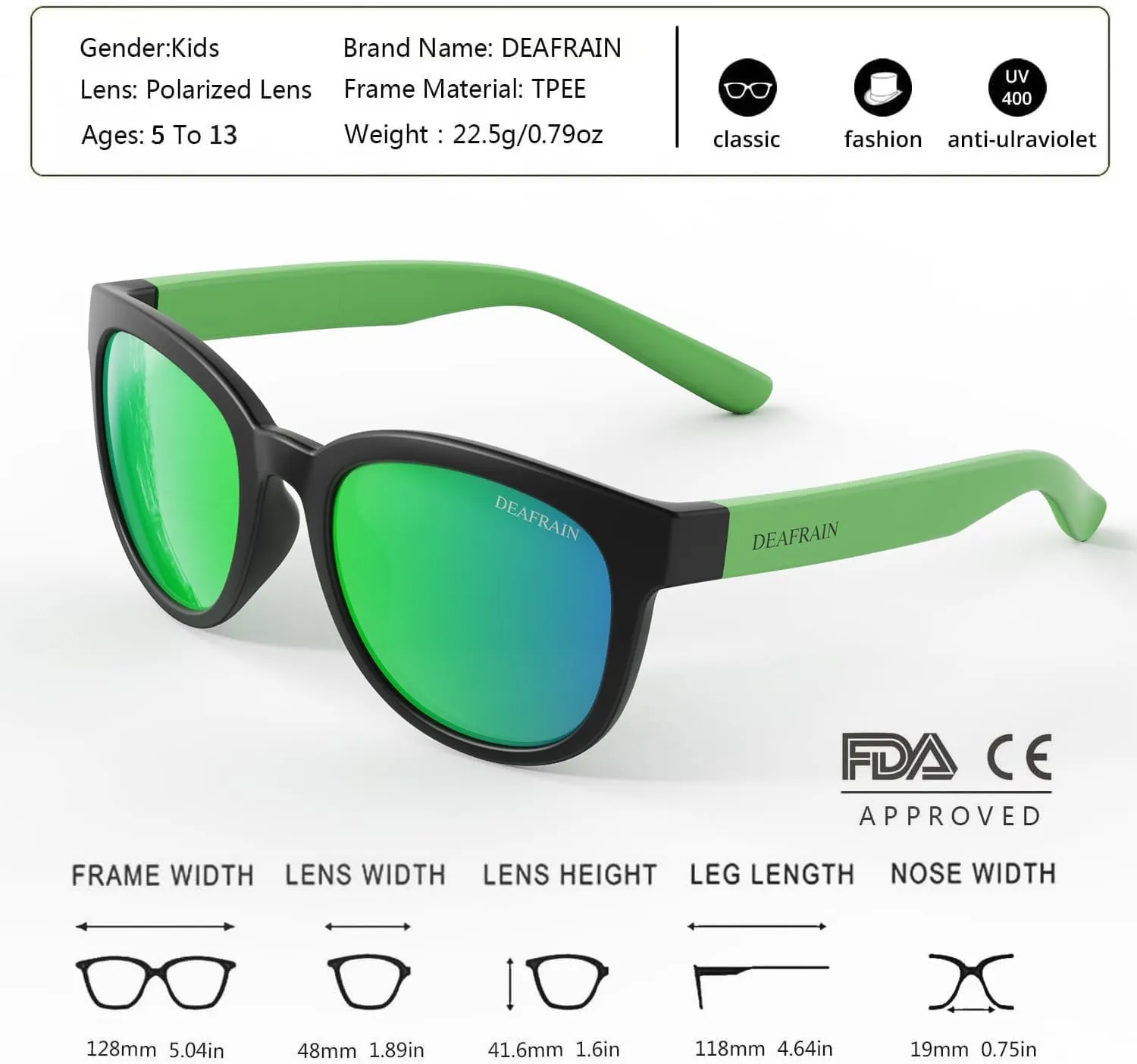 Kids Sunglasses Polarized TPEE Rubber Flexible Frame 100% UV Protection Shades for Boys Girls Age 5-13