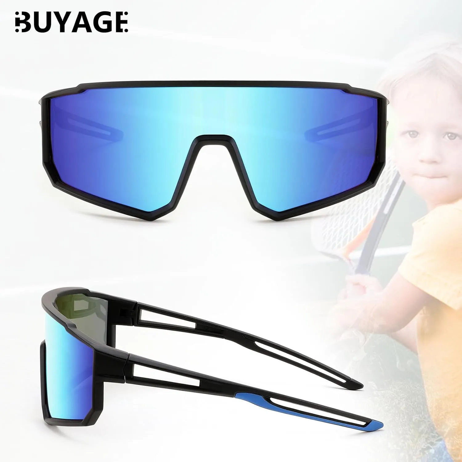 Kids Sunglasses Polarized Youth Baseball Sunglasses for Boys Girls Teens Sports Cycling Softball Running Glasses