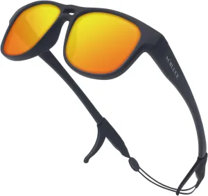 Kids Sunglasses TPEE Unbreakable Frame Polarized Sports Glasses with Adjustable Strap For Boys Girls Age 5-12