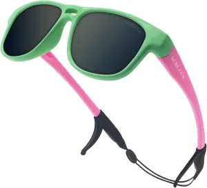Kids Sunglasses TPEE Unbreakable Frame Polarized Sports Glasses with Adjustable Strap For Boys Girls Age 5-12