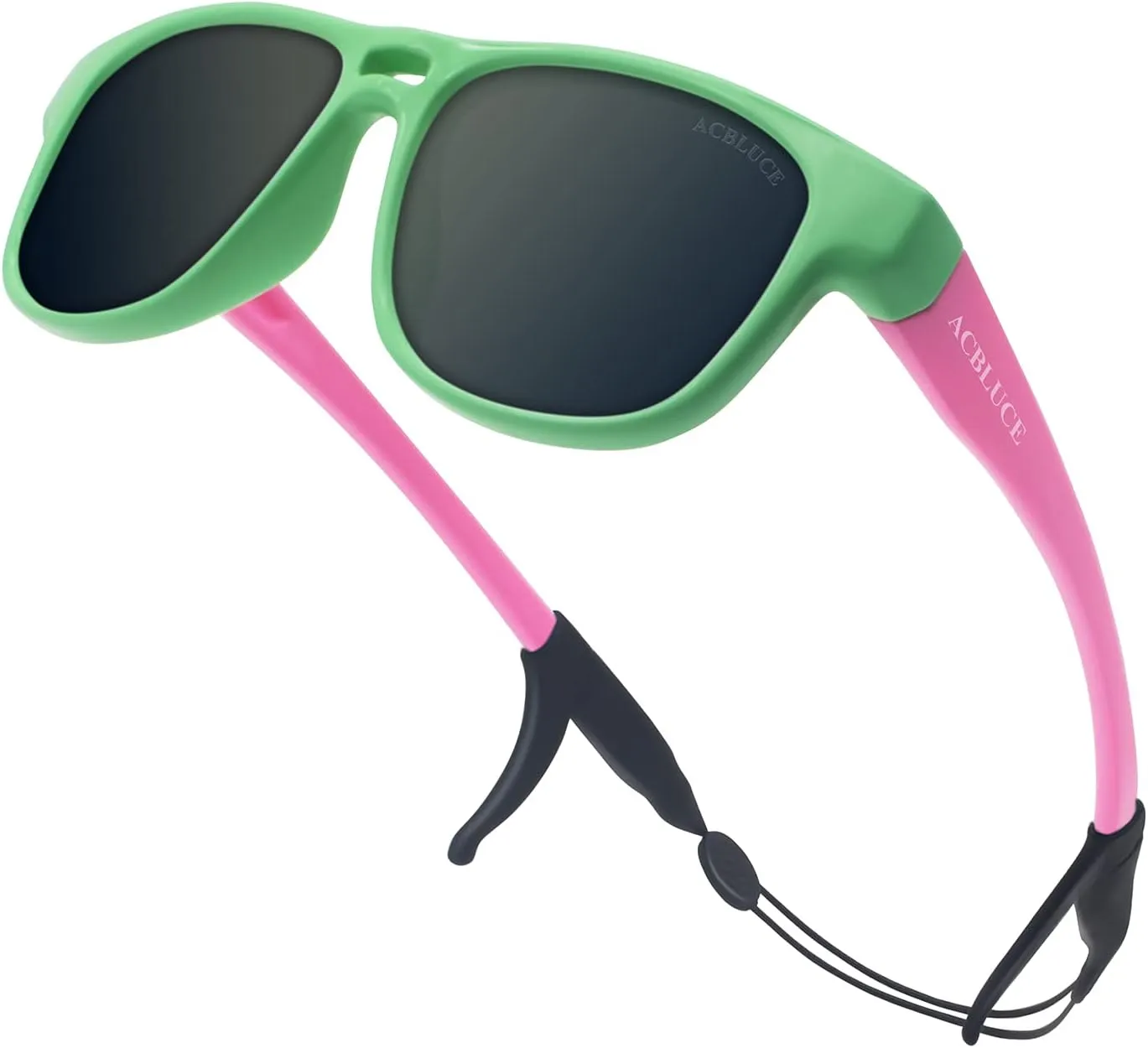 Kids Sunglasses TPEE Unbreakable Frame Polarized Sports Glasses with Adjustable Strap For Boys Girls Age 5-12