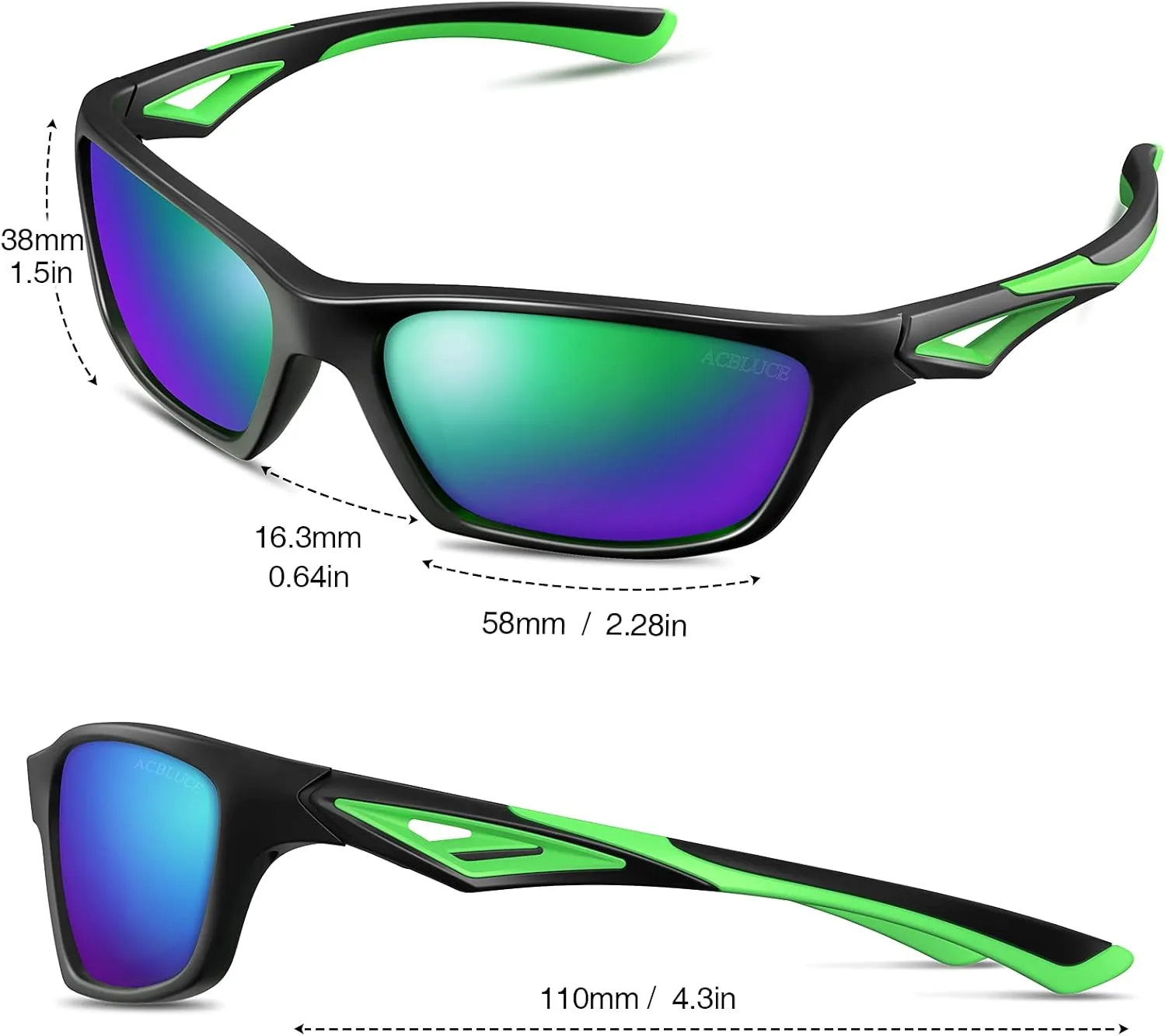 Kids Sunglasses TPEE Unbreakable Polarized Sports Glasses with Adjustable Strap For Boys Girls Age 3-7