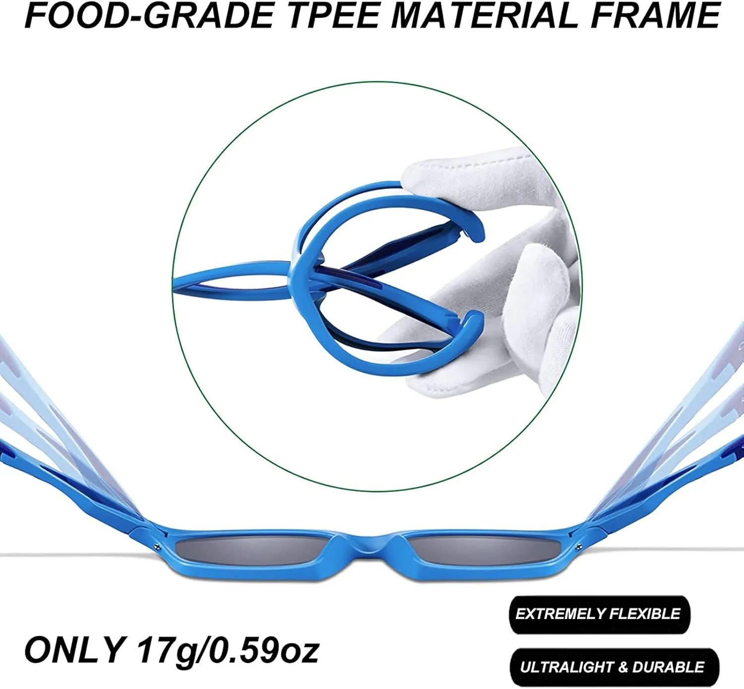 Kids Sunglasses TPEE Unbreakable Polarized Sports Glasses with Adjustable Strap For Boys Girls Age 3-7