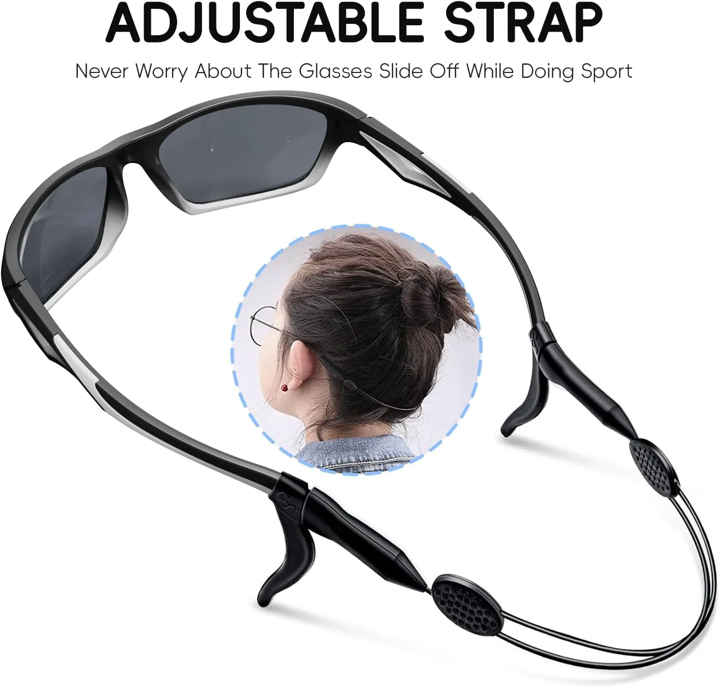 Kids Sunglasses TPEE Unbreakable Polarized Sports Glasses with Adjustable Strap For Boys Girls Age 3-7