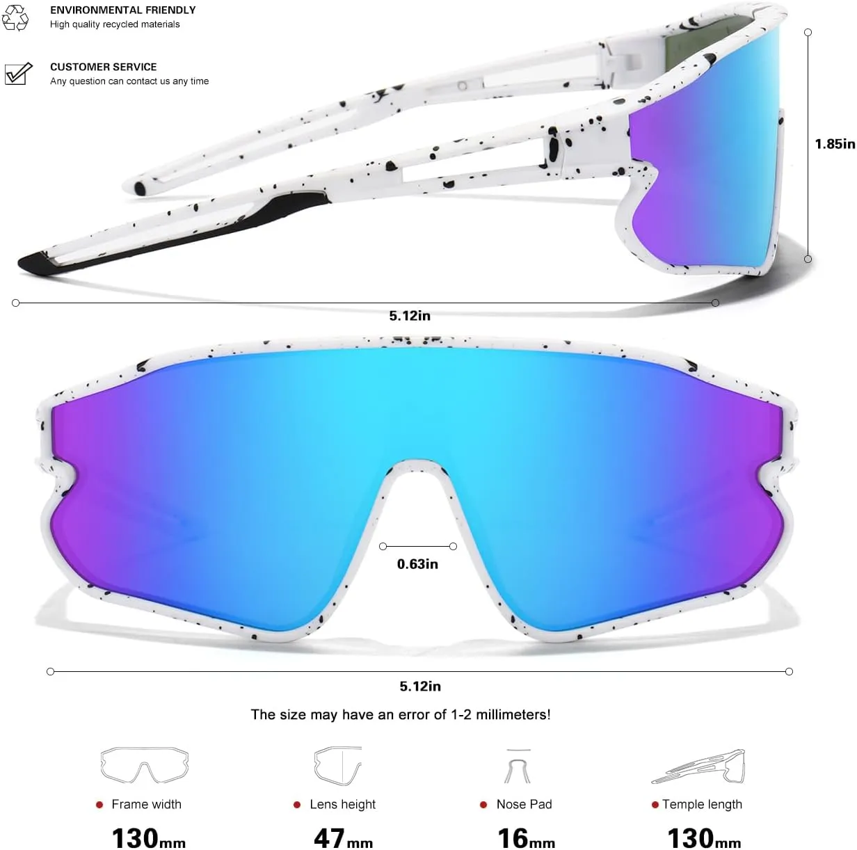 Kids Sunglasses, Youth Baseball Sunglasses Polarized Sports Cycling Shades for Boys Girls Lightweight Frame