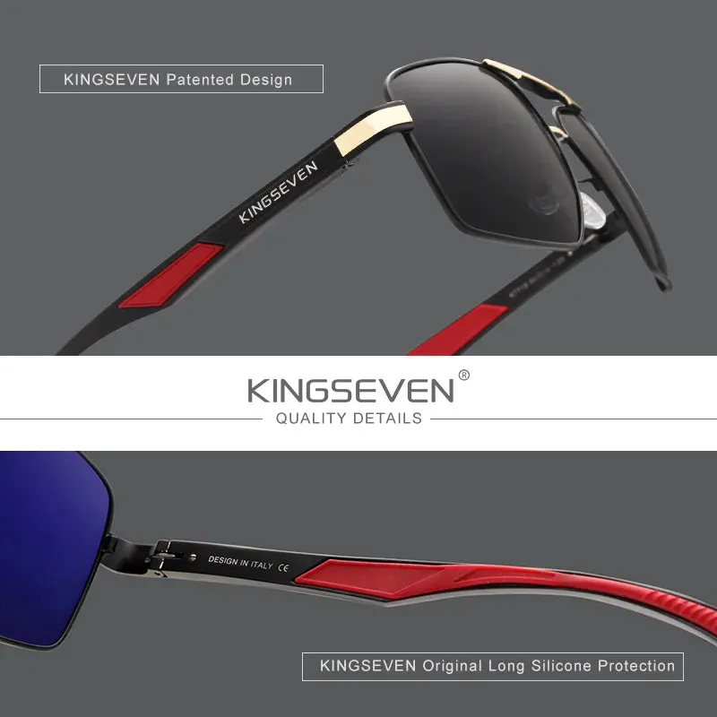 KINGSEVEN Aluminum Men's Sunglasse Polarized Lens Brand Red Design Temples Sun glasses Coating Mirror Glasses