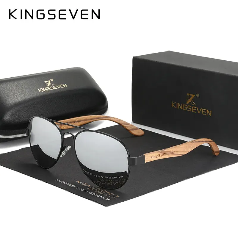 KINGSEVEN New Photochromic Pilot Sunglasses Men Polarized UV400 Fashion Sunglass Mirror Wood sun glasses Driving