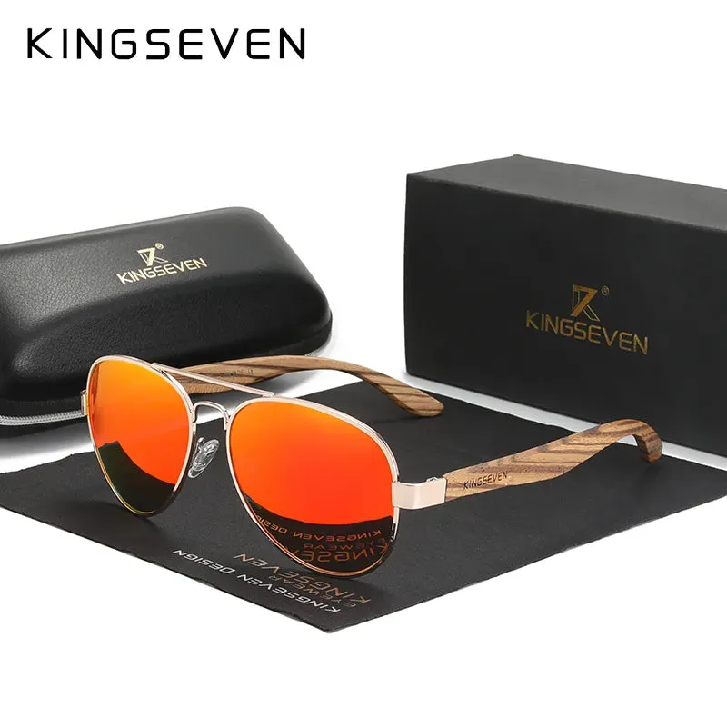 KINGSEVEN New Photochromic Pilot Sunglasses Men Polarized UV400 Fashion Sunglass Mirror Wood sun glasses Driving