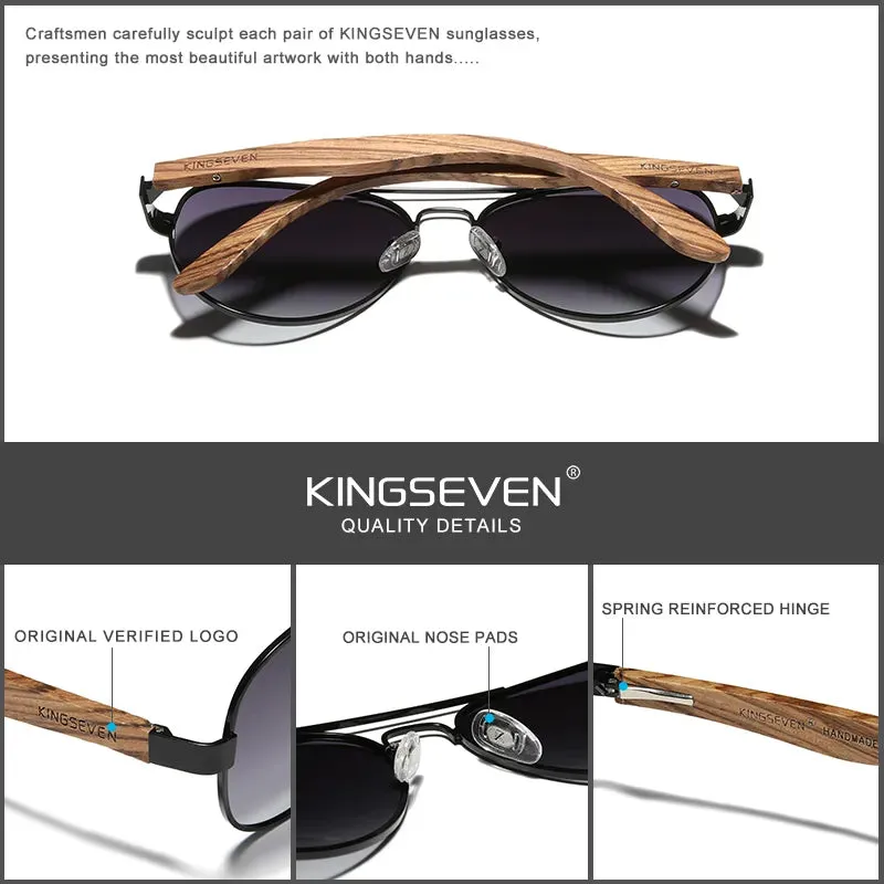 KINGSEVEN New Photochromic Pilot Sunglasses Men Polarized UV400 Fashion Sunglass Mirror Wood sun glasses Driving