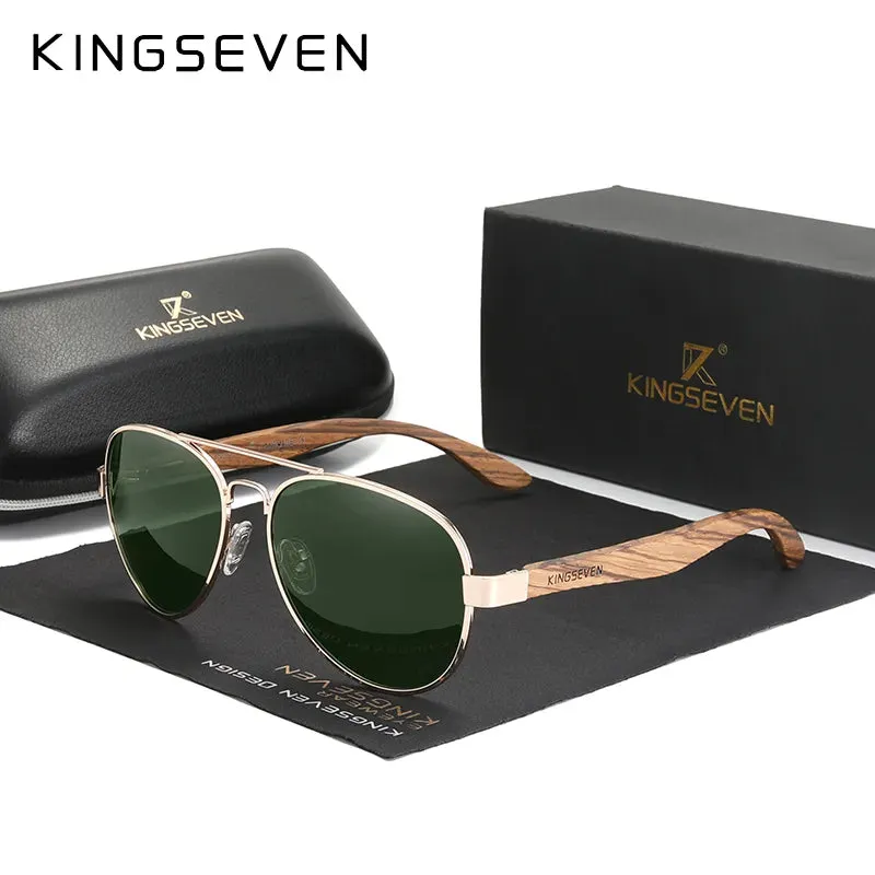 KINGSEVEN New Photochromic Pilot Sunglasses Men Polarized UV400 Fashion Sunglass Mirror Wood sun glasses Driving