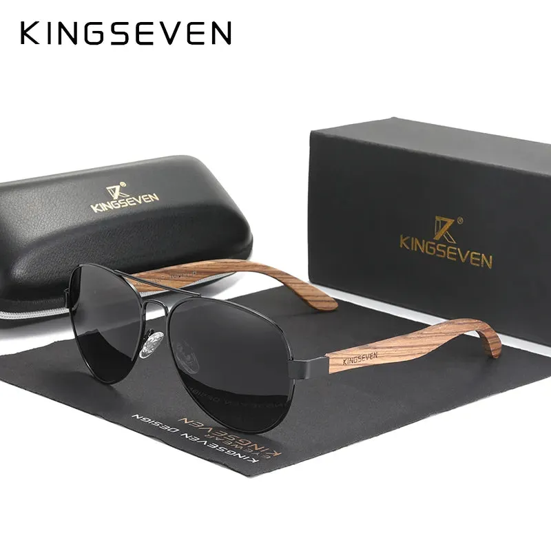 KINGSEVEN New Photochromic Pilot Sunglasses Men Polarized UV400 Fashion Sunglass Mirror Wood sun glasses Driving