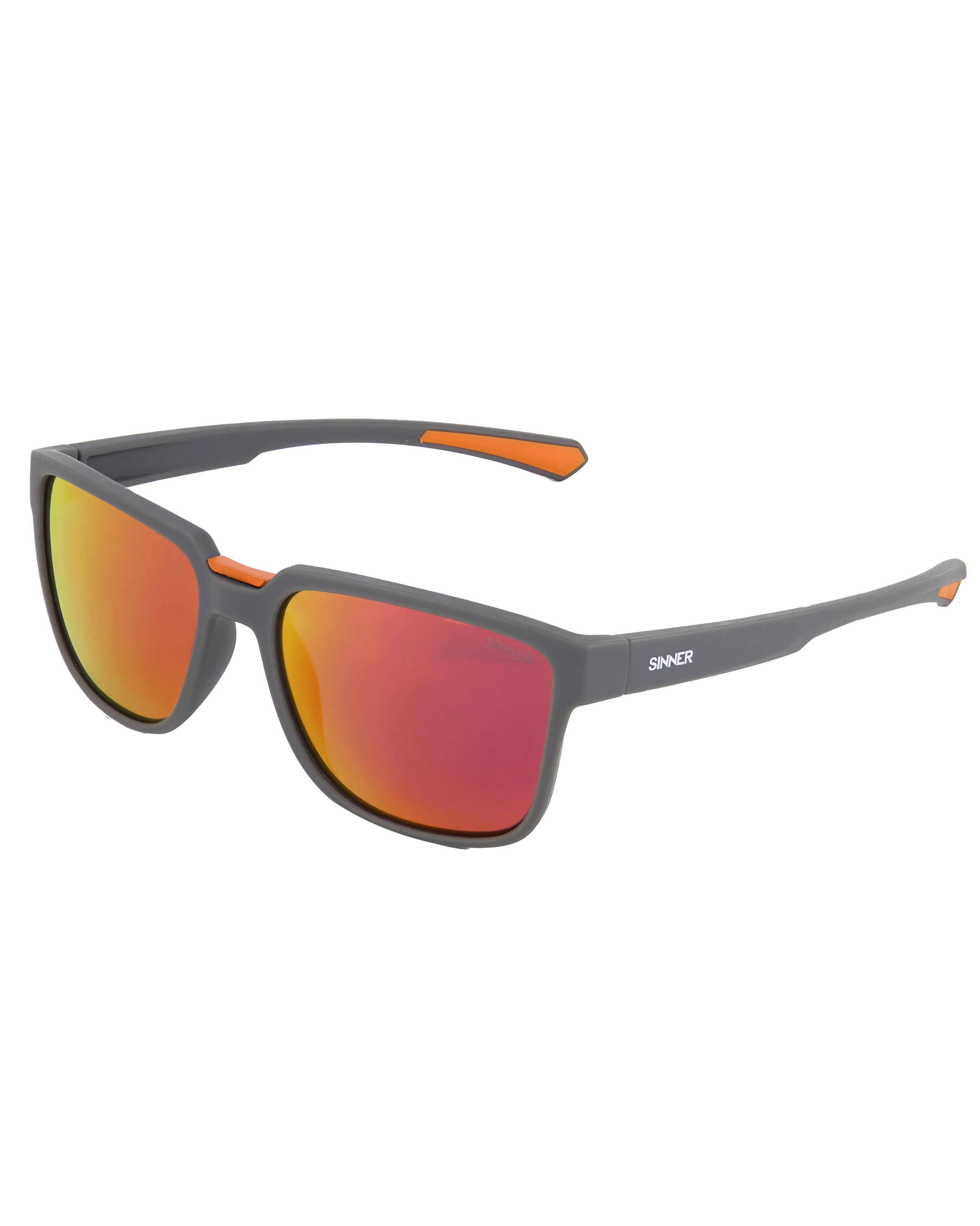 Knoll Polarised Sunglasses in Matte Dark Grey & Orange Red Oil