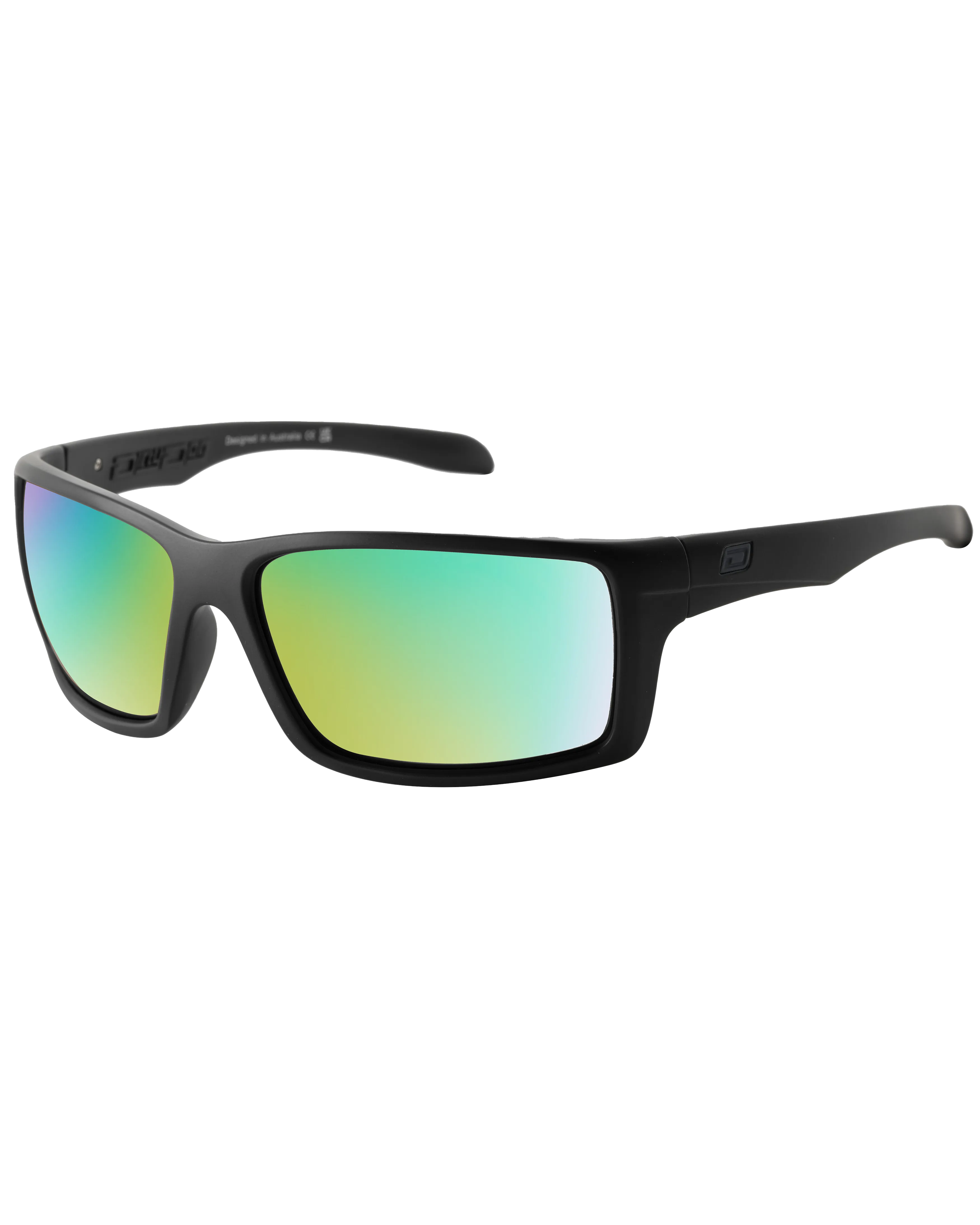 Knuckle Polarised Sunglasses in Satin Black & Green