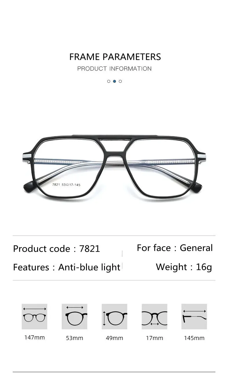 Kocolior Unisex Full Rim Oval Double Bridge Acetate Eyeglasses 7821