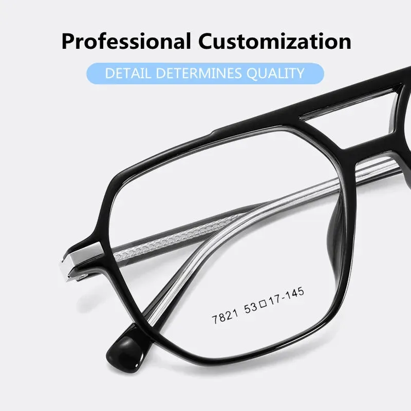 Kocolior Unisex Full Rim Oval Double Bridge Acetate Eyeglasses 7821