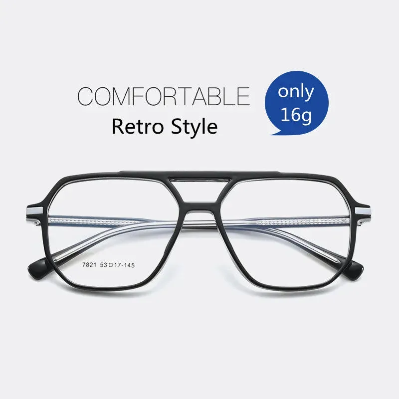 Kocolior Unisex Full Rim Oval Double Bridge Acetate Eyeglasses 7821