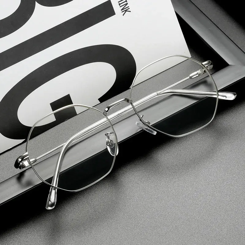 Kocolior Unisex Full Rim Polygon Titanium Alloy Eyeglasses 9039