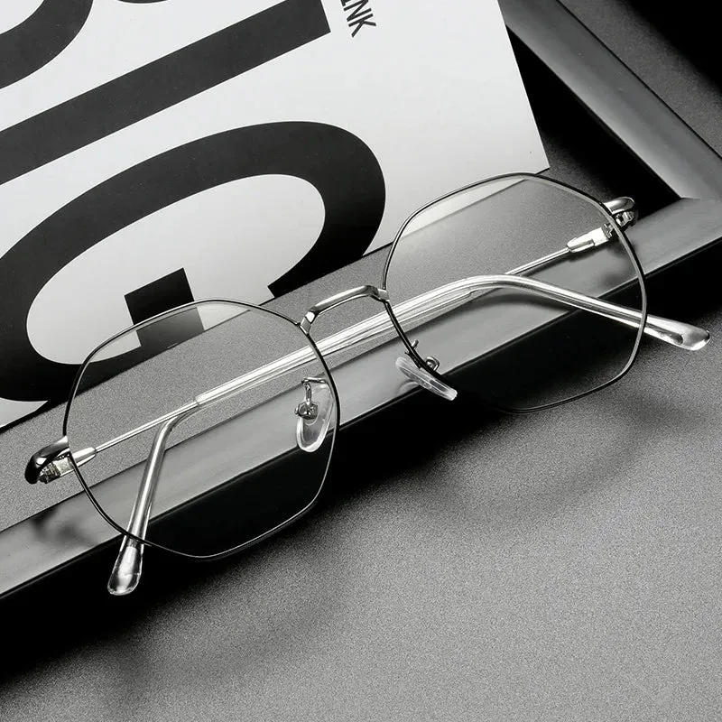 Kocolior Unisex Full Rim Polygon Titanium Alloy Eyeglasses 9039
