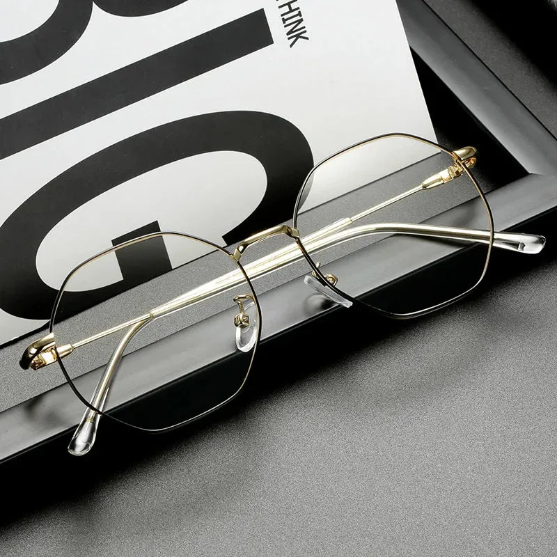 Kocolior Unisex Full Rim Polygon Titanium Alloy Eyeglasses 9039