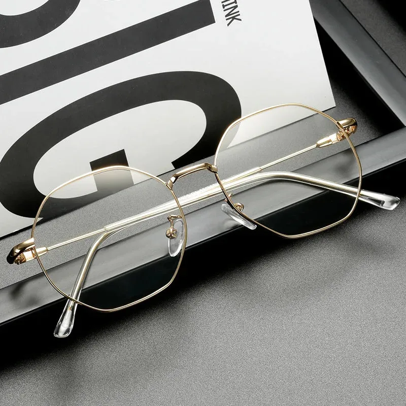 Kocolior Unisex Full Rim Polygon Titanium Alloy Eyeglasses 9039