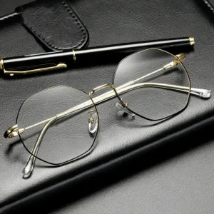 Kocolior Unisex Full Rim Polygon Titanium Alloy Eyeglasses 9039