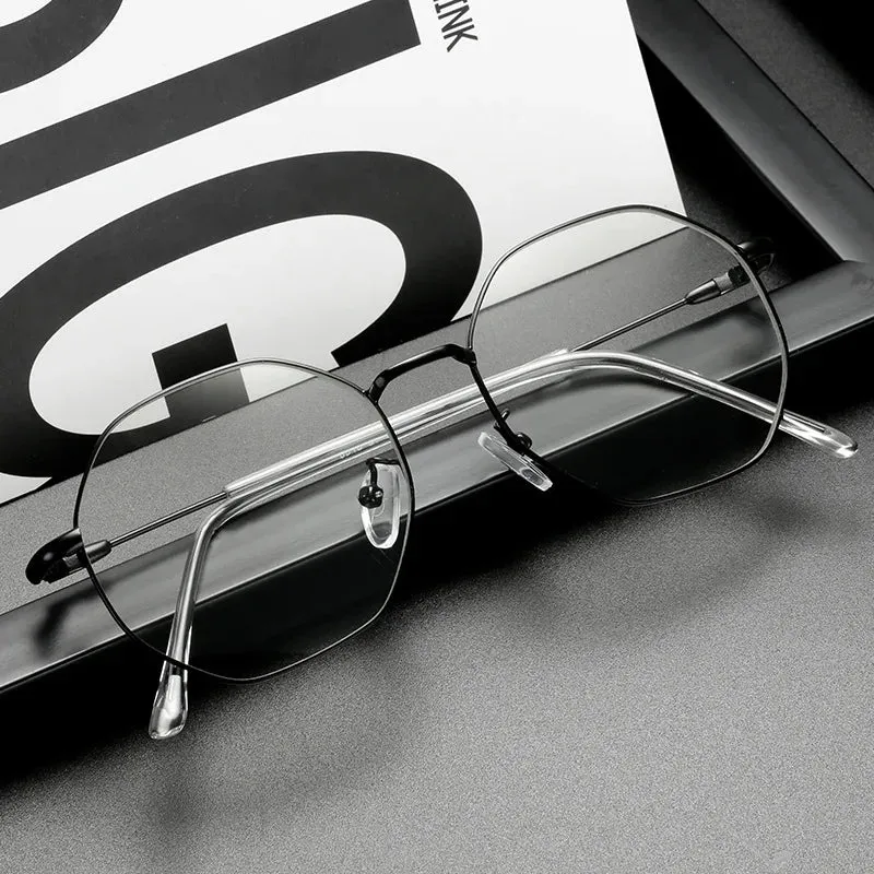 Kocolior Unisex Full Rim Polygon Titanium Alloy Eyeglasses 9039