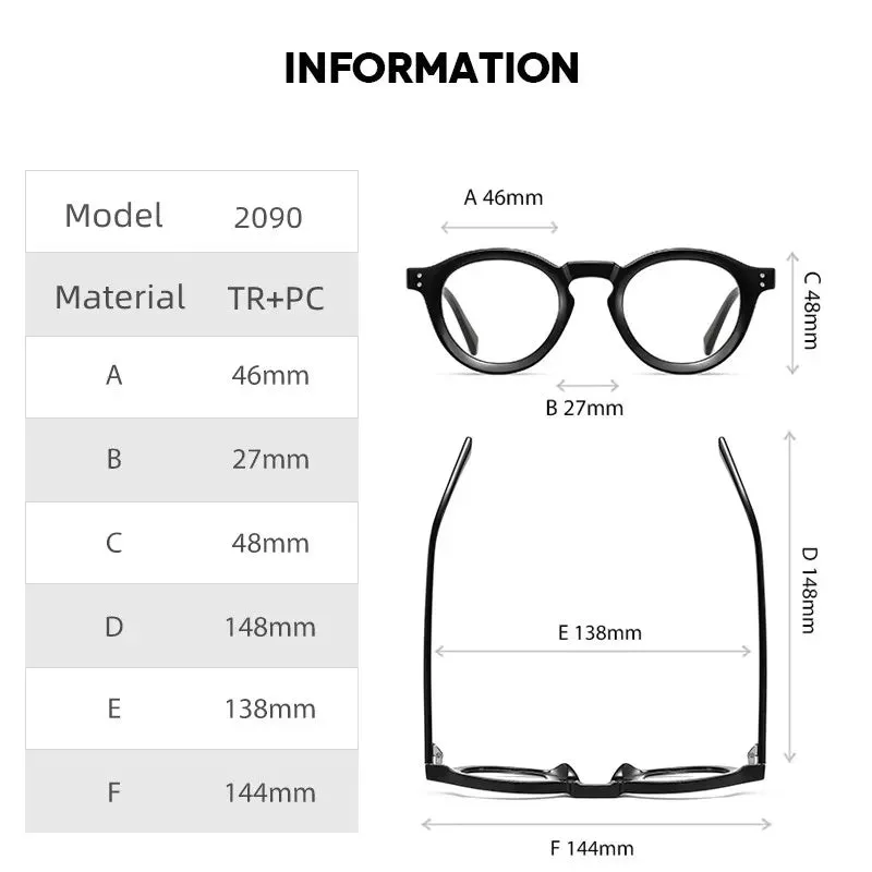 Kocolior Unisex Full Rim Round Acetate Hyperopic Reading Glasses 2090