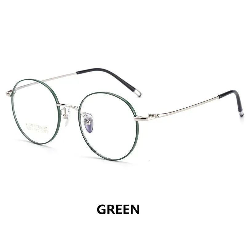 Kocolior Unisex Full Rim Small Round Titanium Eyeglasses 98022