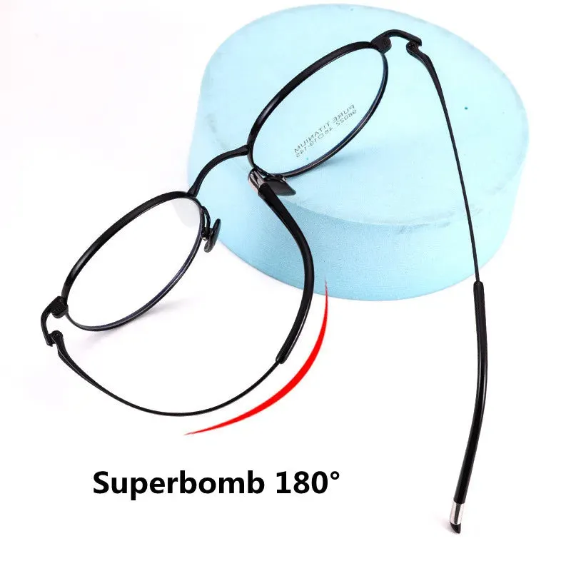 Kocolior Unisex Full Rim Small Round Titanium Eyeglasses 98022