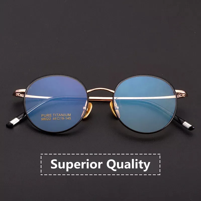 Kocolior Unisex Full Rim Small Round Titanium Eyeglasses 98022