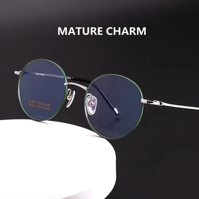 Kocolior Unisex Full Rim Small Round Titanium Eyeglasses 98022