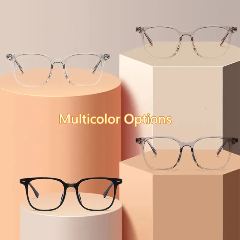 Kocolior Unisex Full Rim Square Acetate Alloy Hyperopic Reading Glasses 6005