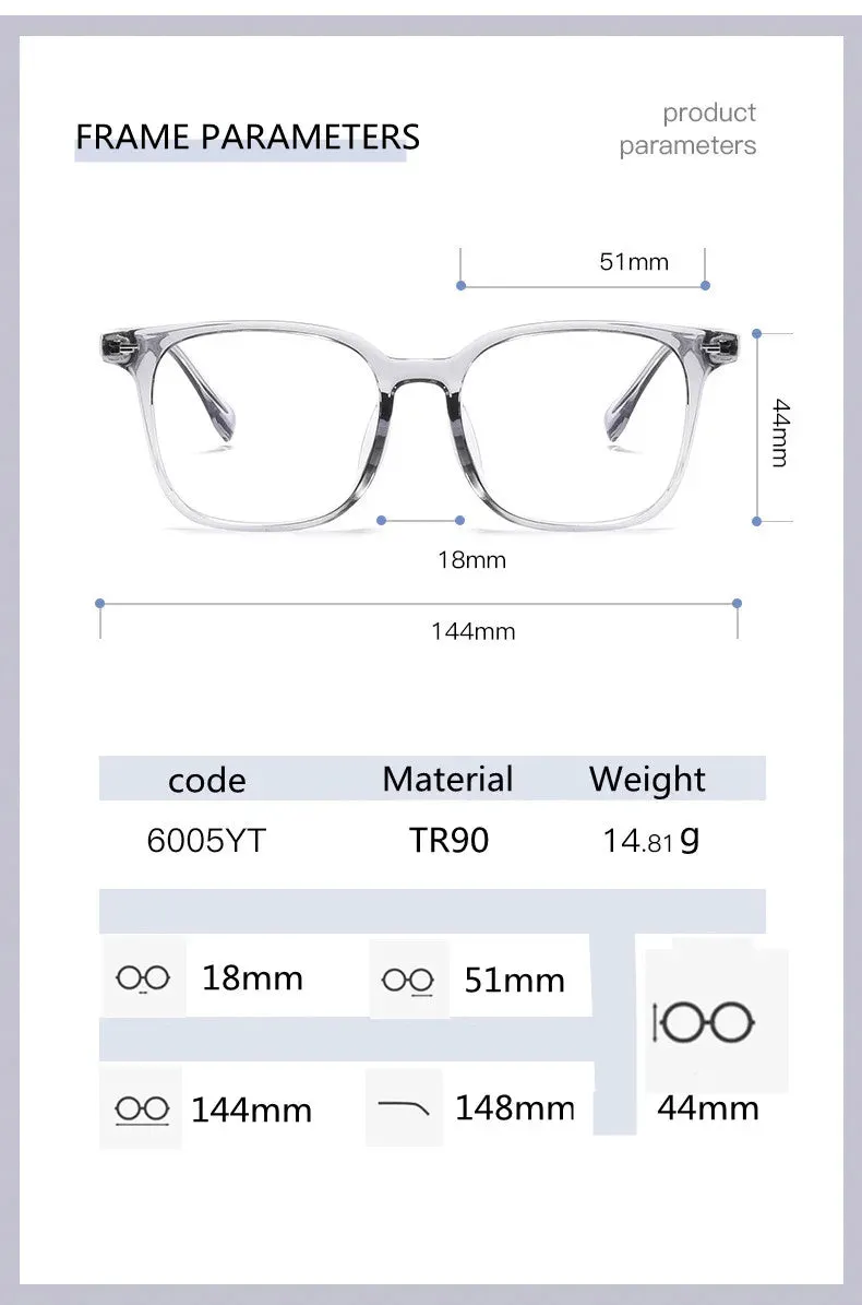 Kocolior Unisex Full Rim Square Acetate Alloy Hyperopic Reading Glasses 6005