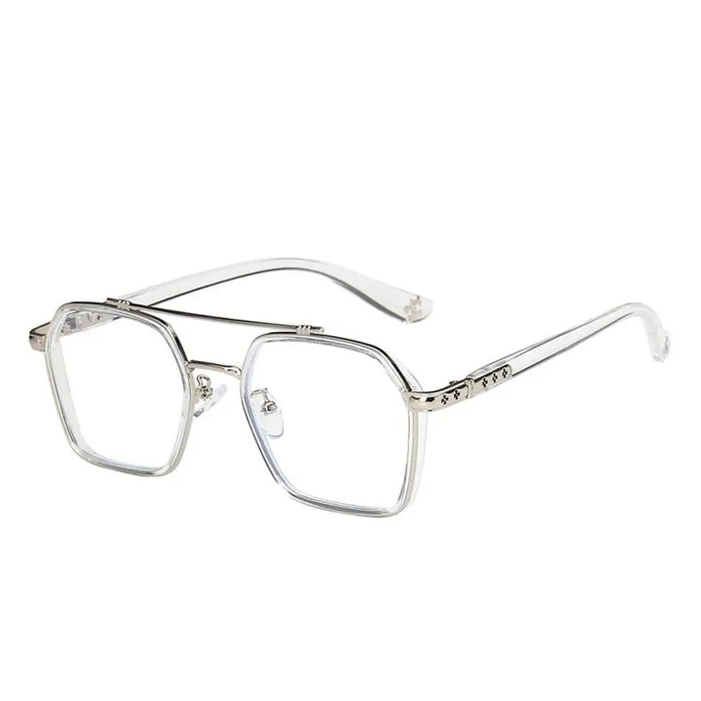 Kocolior Unisex Full Rim Square Acetate Double Bridge Titanium Eyeglasses 0039