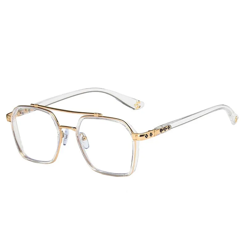 Kocolior Unisex Full Rim Square Acetate Double Bridge Titanium Eyeglasses 0039