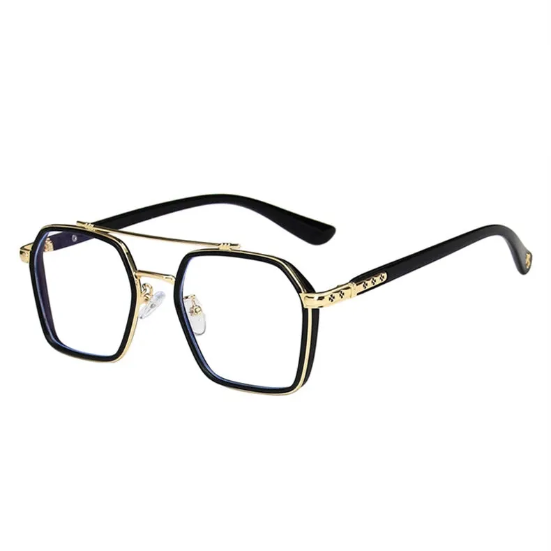 Kocolior Unisex Full Rim Square Acetate Double Bridge Titanium Eyeglasses 0039