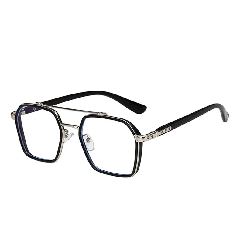 Kocolior Unisex Full Rim Square Acetate Double Bridge Titanium Eyeglasses 0039
