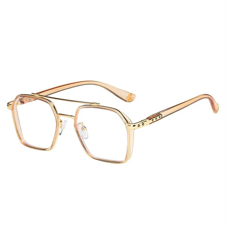 Kocolior Unisex Full Rim Square Acetate Double Bridge Titanium Eyeglasses 0039