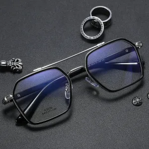Kocolior Unisex Full Rim Square Acetate Double Bridge Titanium Eyeglasses 0039