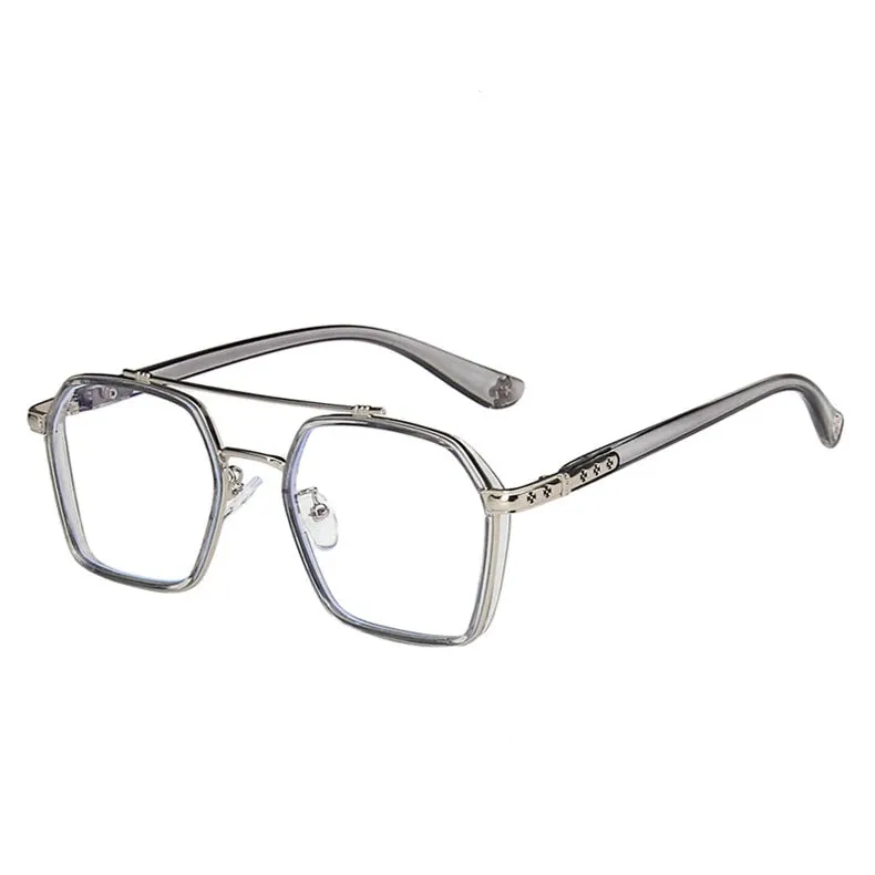 Kocolior Unisex Full Rim Square Acetate Double Bridge Titanium Eyeglasses 0039
